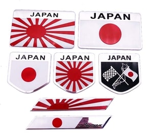 Logo kim loại cờ Nhật Bản dán xe ô tô MS-124