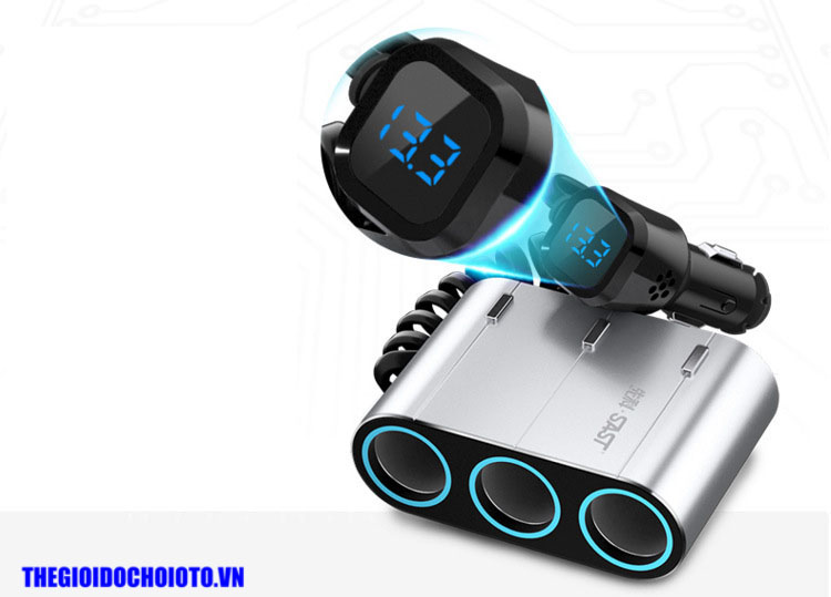 Bộ chia tẩu ô tô ra 3 cổng tẩu có dây kéo dài chính hãng SAST