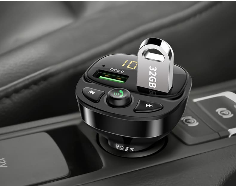 Tẩu nghe nhạc Mp3 Bluetooth trên ô tô có sạc nhanh QC 3.0 ( mẫu 8 )