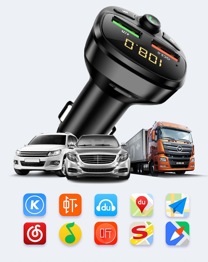 Tẩu nghe nhạc Mp3 Bluetooth trên ô tô có sạc nhanh QC 3.0 ( mẫu 8 )