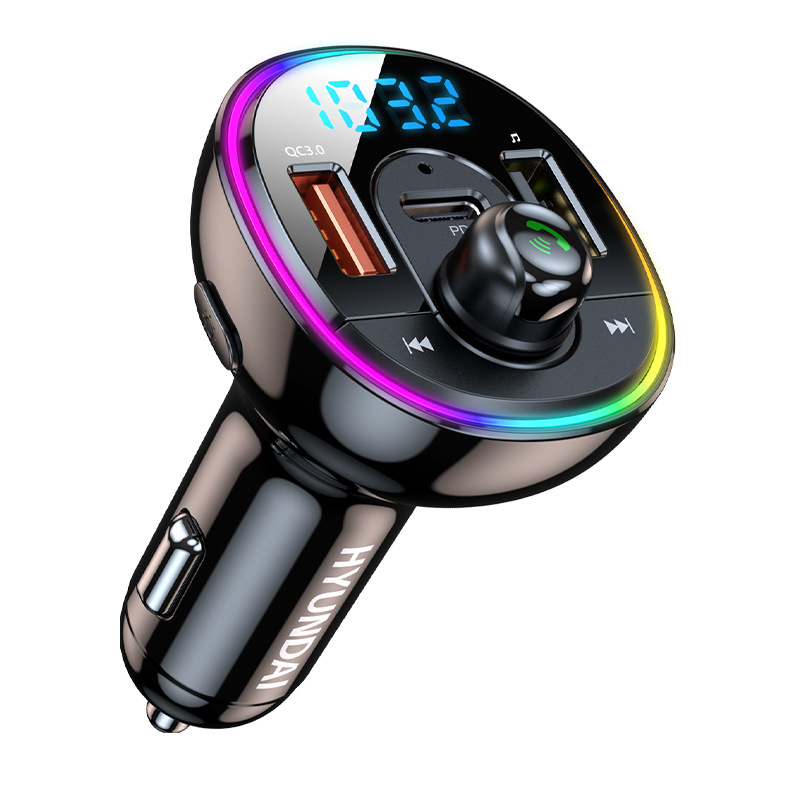 Tẩu nghe nhạc MP3 Bluetooth trên ô tô, có sạc nhanh USB, PD, có viền đèn màu ( mẫu 11 )