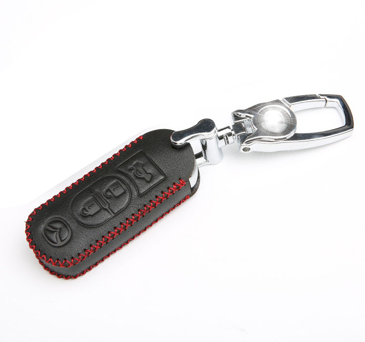 Bao da chìa khóa ô tô Mazda chỉ đỏ (mẫu 6)