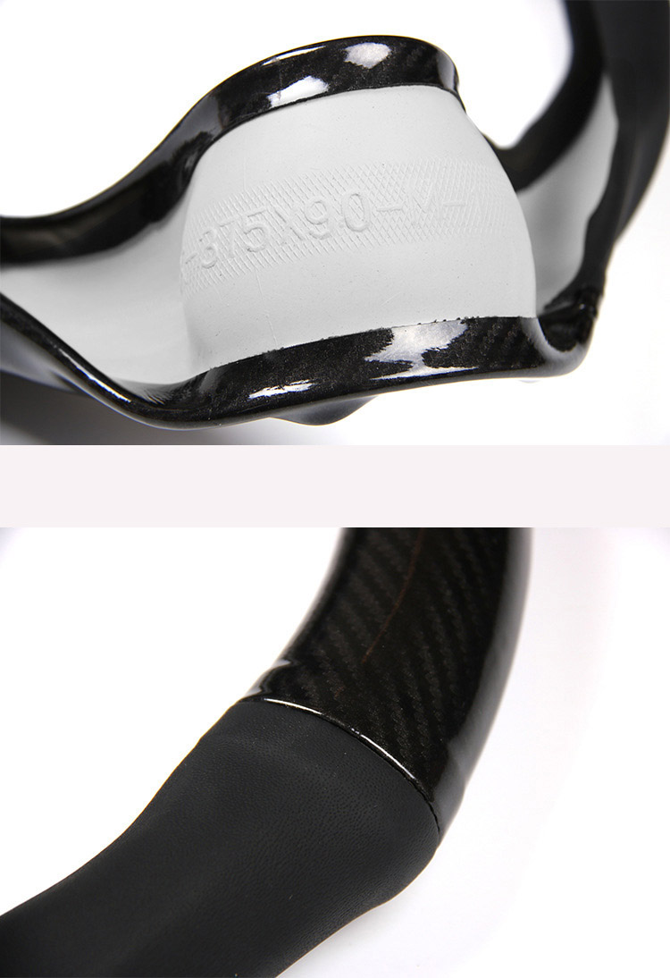 Bọc vô lăng ô tô sợi carbon và da màu đen có logo các hãng ( mẫu 14 )