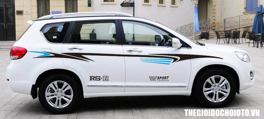Bộ tem decal RS-R SPORT dán sườn xe ô tô
