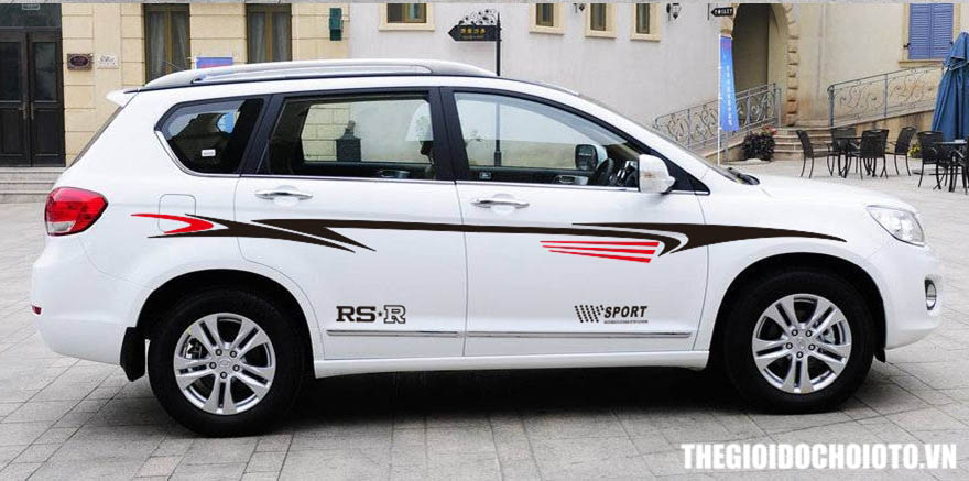 Bộ tem decal RS-R SPORT dán sườn xe ô tô