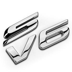 chữ S và V6 kim loại dán trang trí xe ô tô ms-361