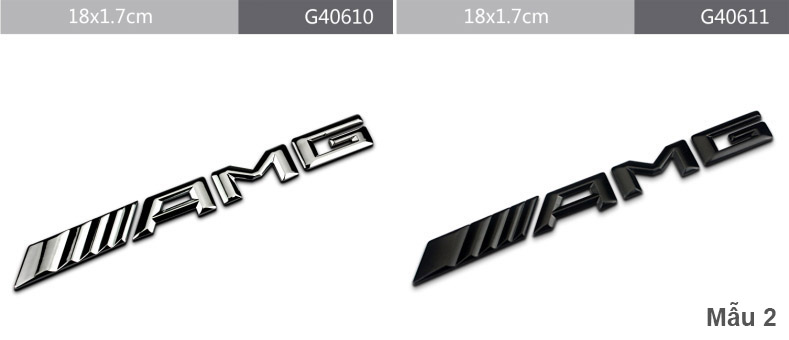 Decal logo 3d kim loại chữ nổi AMG dán xe ô tô