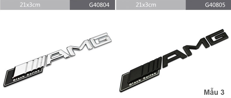 Decal logo 3d kim loại chữ nổi AMG dán xe ô tô