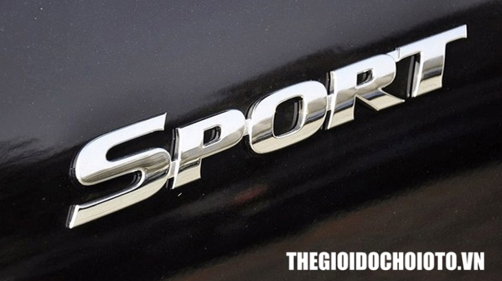 Decal tem chữ 3d sport màu bạc dán trang trí ô tô