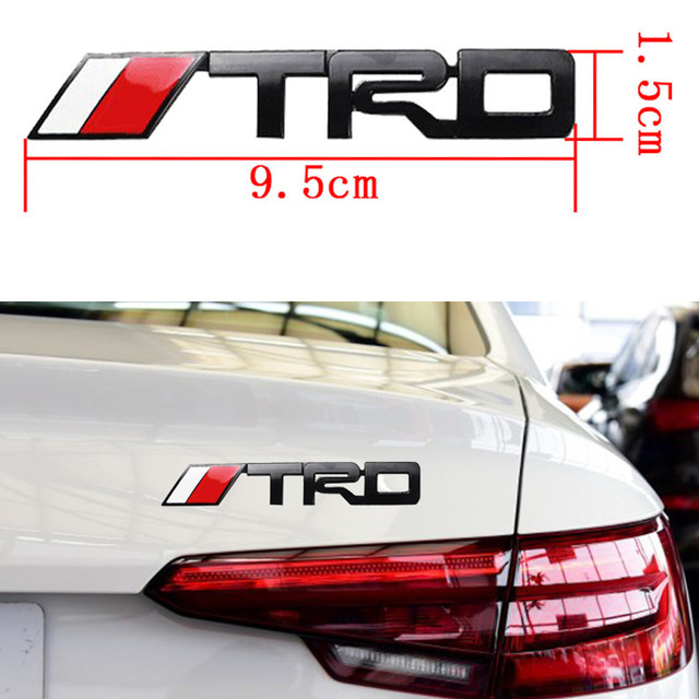 Decal tem chữ nổi kim loại TRD dán trang trí ô tô