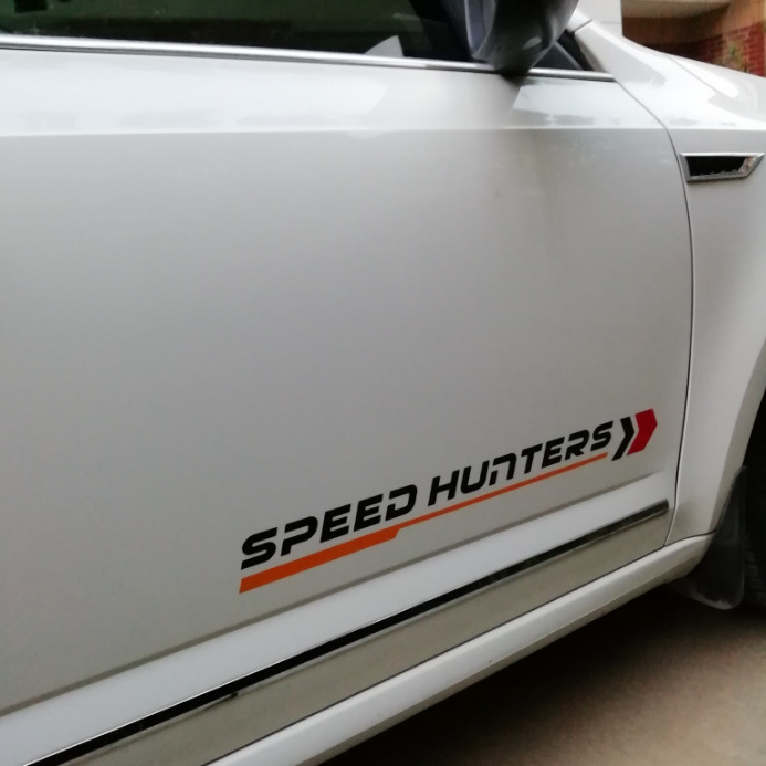 Bộ tem decal chữ Speed Hunter dán sườn xe ô tô