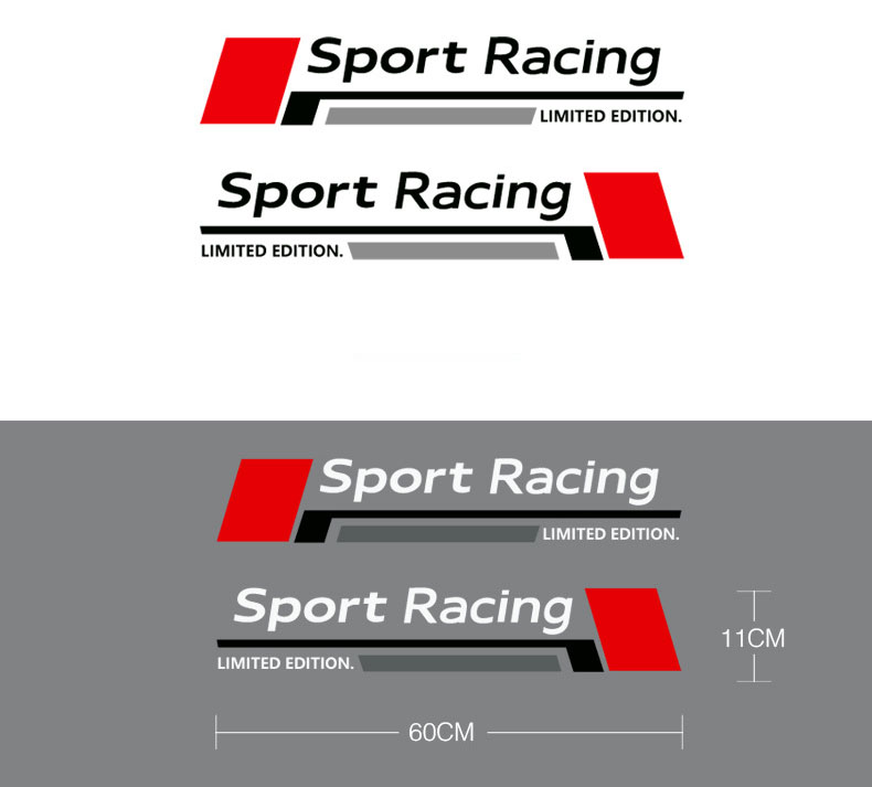 Bộ tem decal chữ Sport Racing dán sườn xe ô tô