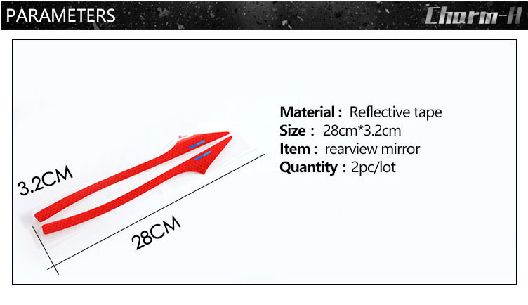 Decal tem dải màu phản quang dán gương ô tô (mẫu 6)