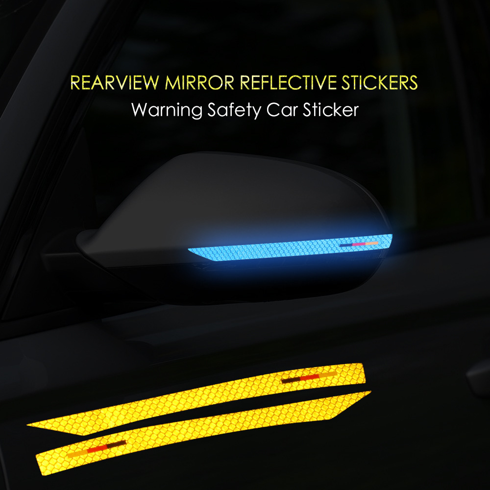 Decal tem dải màu phản quang dán gương ô tô (mẫu 8)