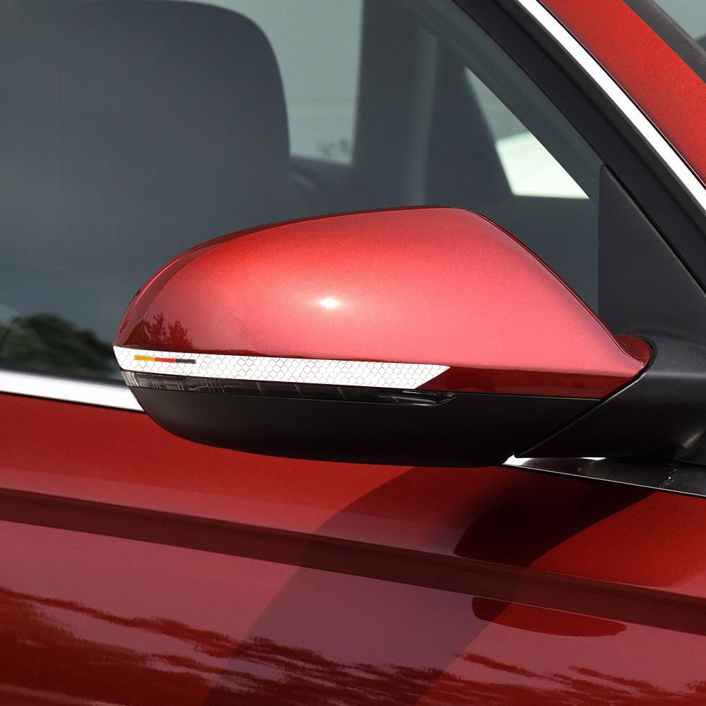 Decal tem dải màu phản quang dán gương ô tô (mẫu 8)