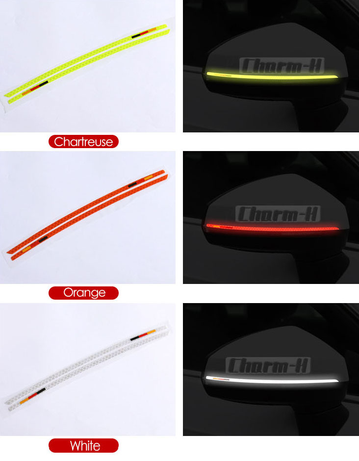 Decal tem dải màu phản quang dán gương ô tô (mẫu 9)