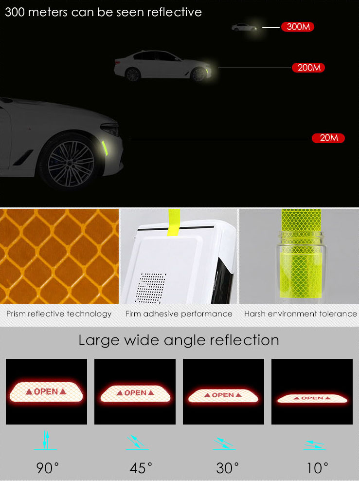 Decal tem dải màu phản quang dán gương ô tô (mẫu 9)