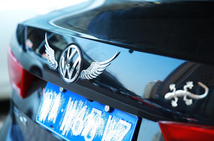 Decal tem 3D đôi cánh thiên thần kim loại dán trang trí logo ô tô