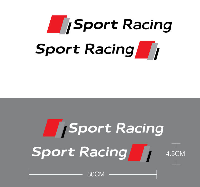 Decal tem Sport Racing dán trang trí đầu xe ô tô