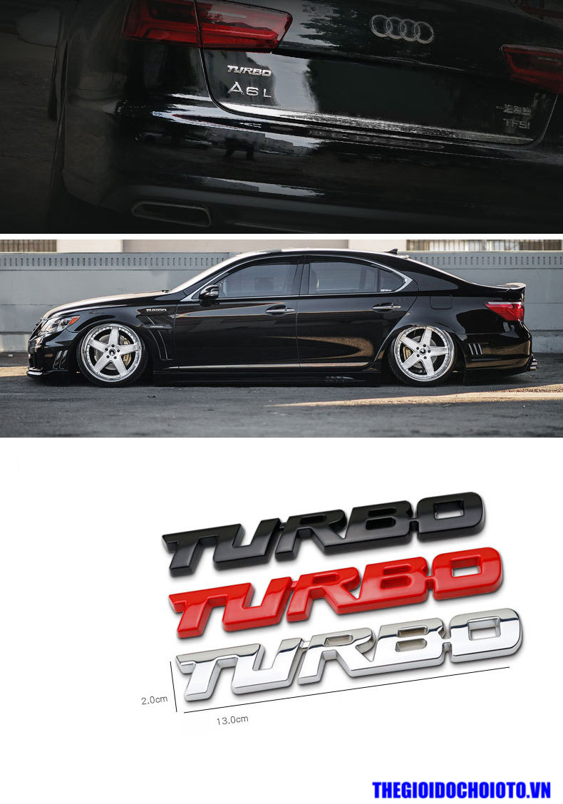 Logo chữ Turbo dán xe ô tô (mẫu 5)