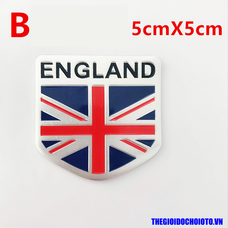 Logo kim loại cờ Anh dán xe ô tô
