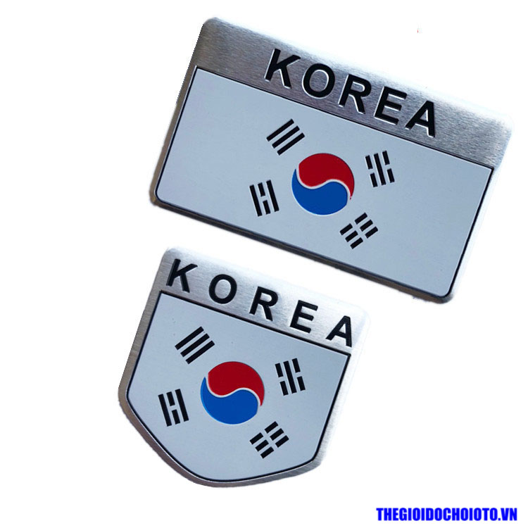 Logo kim loại cờ Hàn Quốc 3D dán xe ô tô