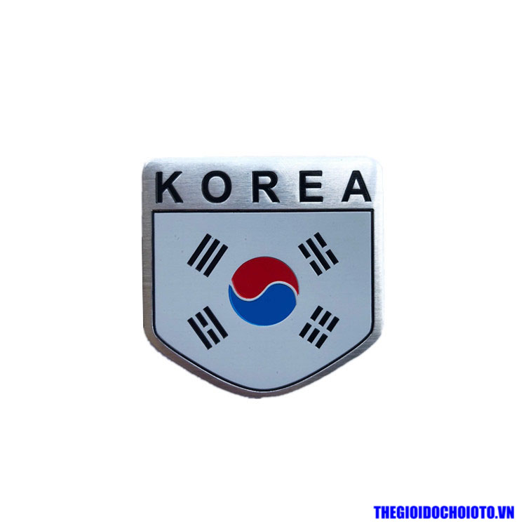 Logo kim loại cờ Hàn Quốc 3D dán xe ô tô