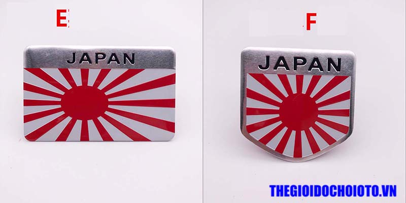 Logo kim loại cờ Nhật Bản dán xe ô tô