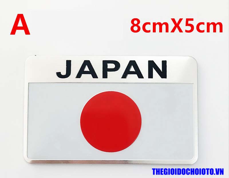 Logo kim loại cờ Nhật Bản dán xe ô tô
