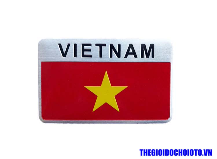 Logo kim loại cờ Việt Nam 3D dán xe ô tô