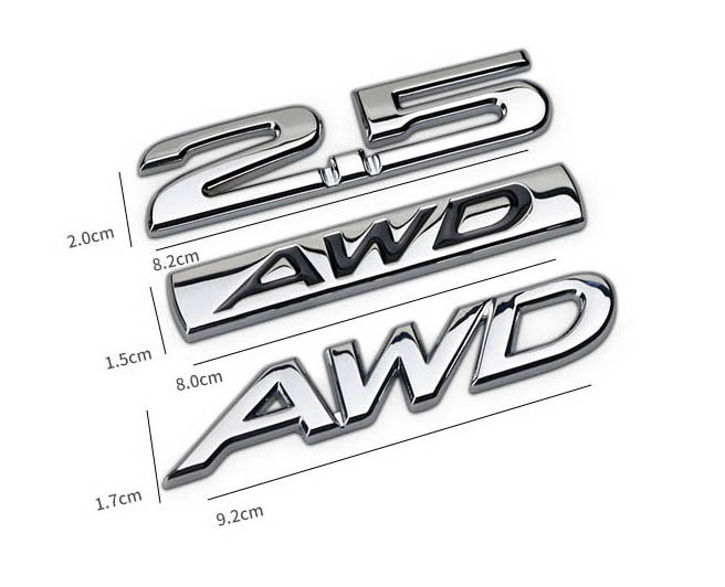 Tem 3d chữ AWD , chữ 2.5 dán xe ô tô ( mẫu 2 )