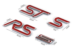 Decal Tem 3d logo chữ S, ST, RS đỏ ( mẫu 5 ) MS-95