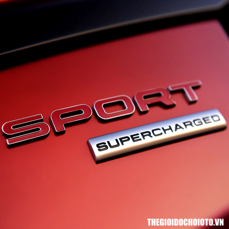 Tem 3d chữ sport đỏ phong cách Land Rover dán trang trí ô tô