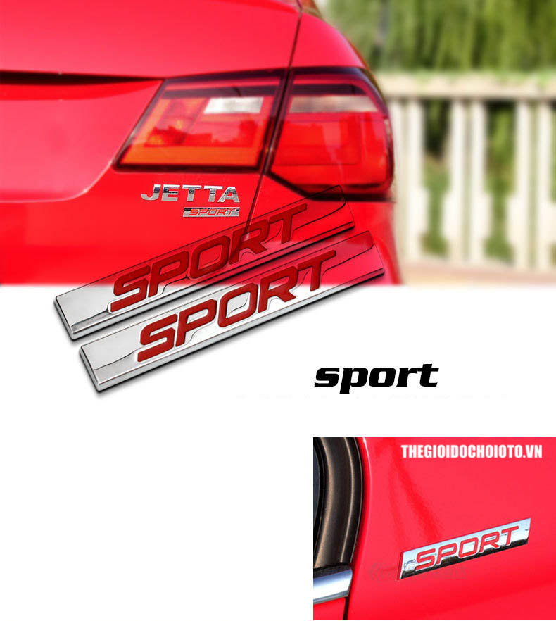 Tem logo 3d Chữ Sport dán ô tô