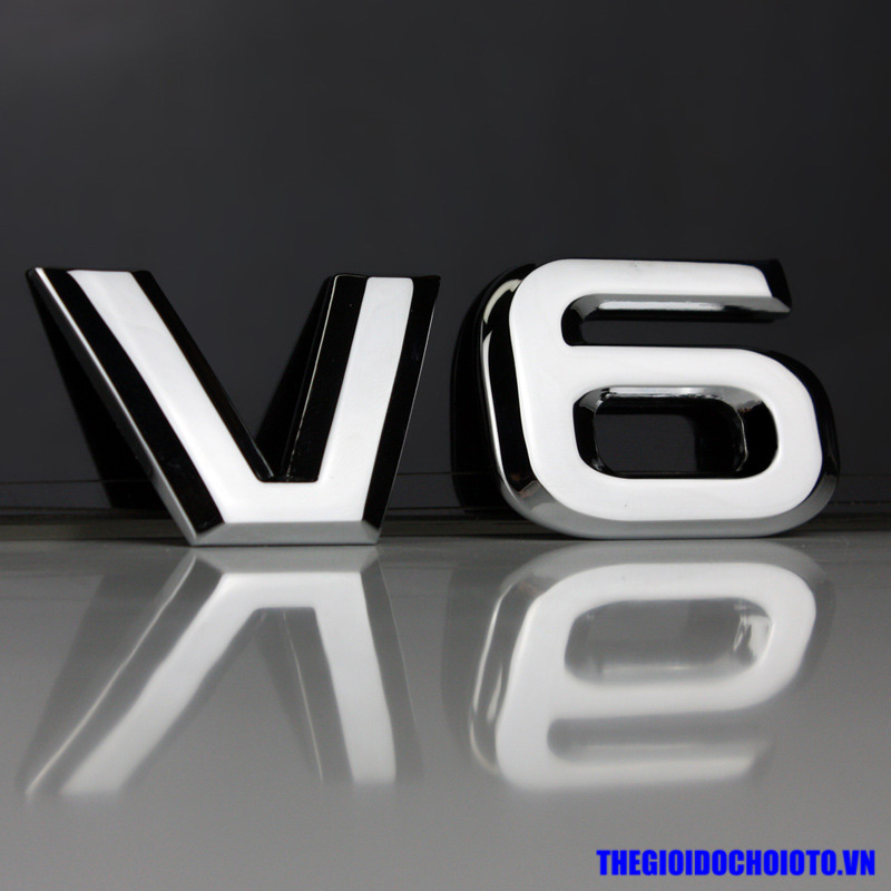 Tem 3d chữ V6 dán xe ô tô