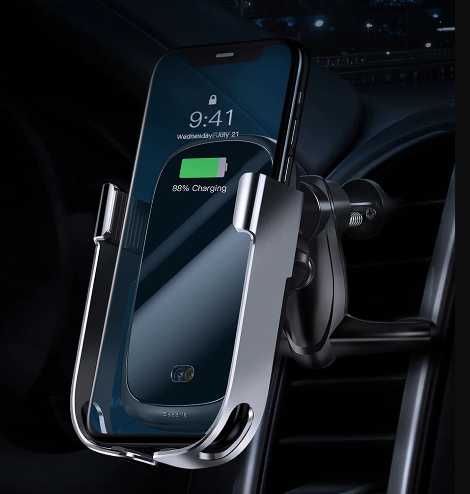 Giá đỡ điện thoại Baseus cảm biến hồng ngoại kẹp mở tự động kiêm sạc không dây trên ô tô ( mẫu 68)