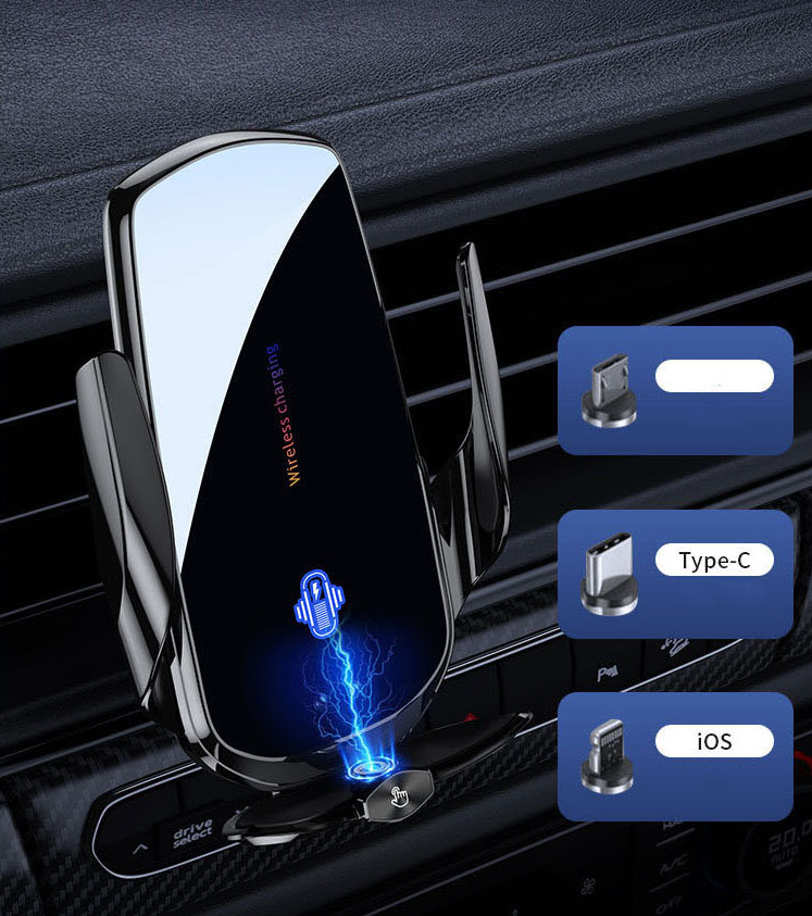 Giá đỡ điện thoại kiêm sạc không dây trên ô tô cảm biến hồng ngoại kẹp mở tự động (mẫu 168)