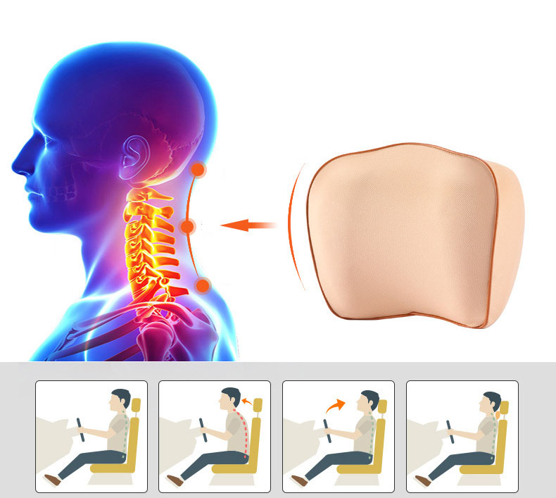 Gối tựa đầu ô tô màu đen cao su non (mẫu 25)