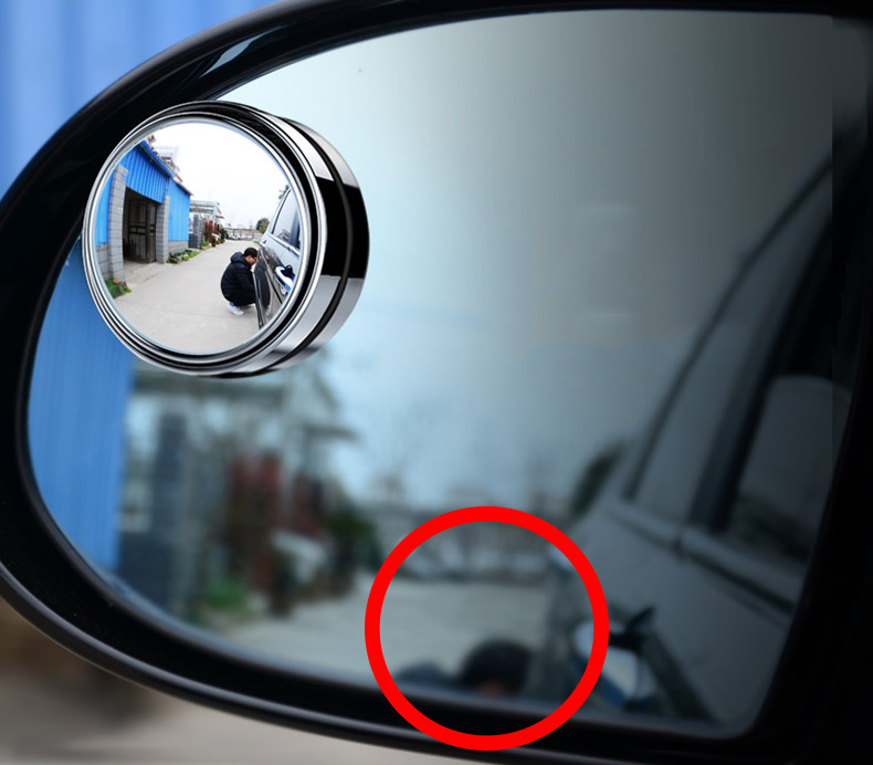 Gương cầu lồi có khung viền bạc 50 mm xóa điểm mù dán gương ô tô