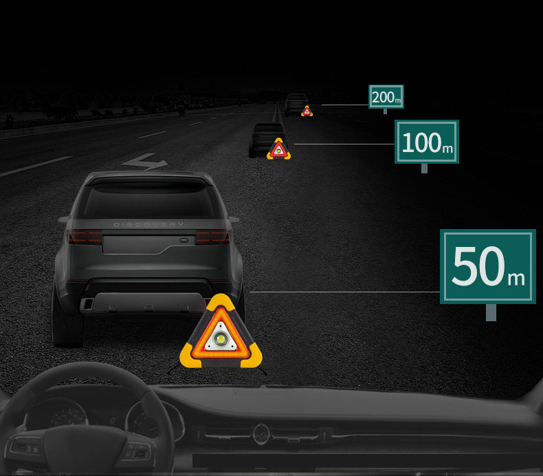 Biển tam giác cảnh báo đèn nguy hiểm cho ô tô có đèn LED, sạc usb, 3 trong 1 ( mẫu 2 )