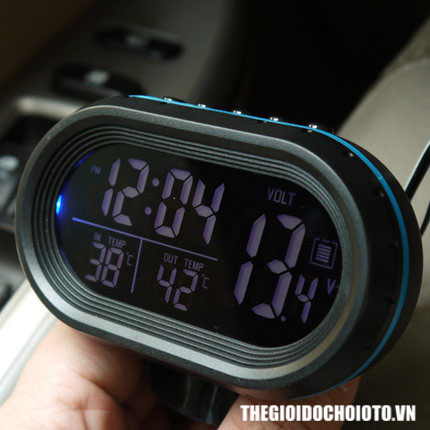 Đồng hồ điện tử đo thời gian, nhiệt kế, điện áp ô tô (mẫu 1)