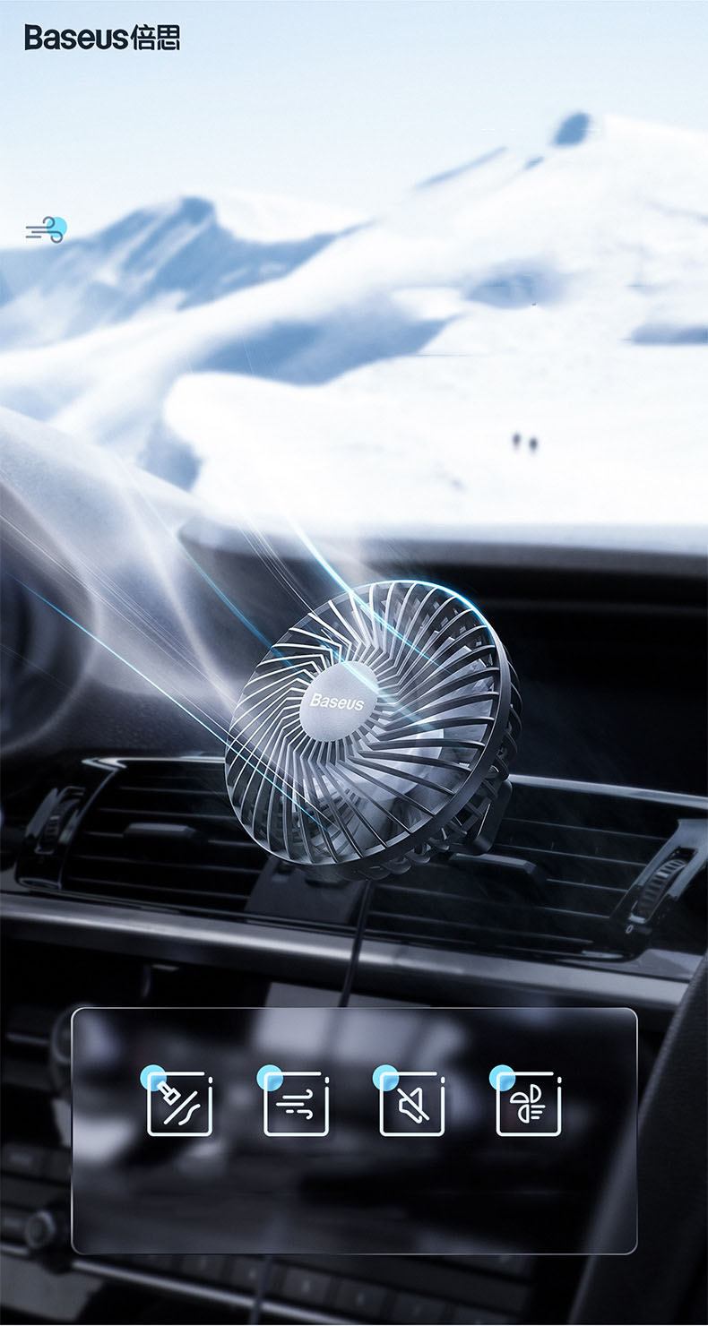 Quạt Baseus gắn cửa gió điều hòa ô tô cho hơi lạnh siêu mát mùa hè