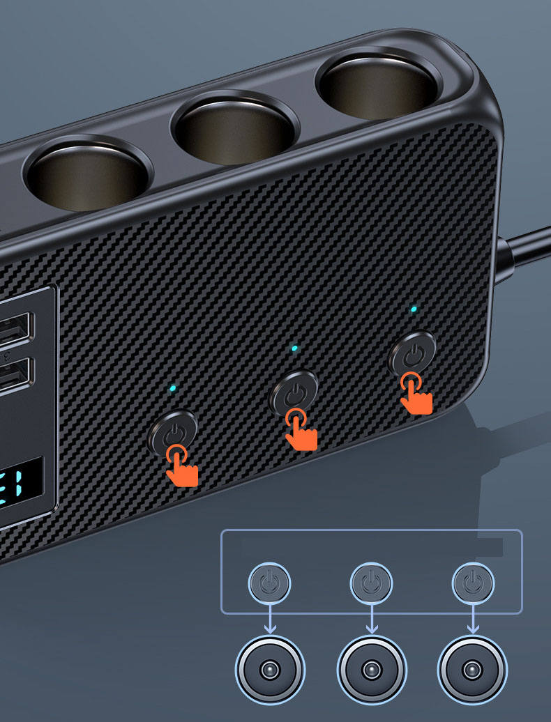 Bộ chia tẩu ô tô ra 3 cổng tẩu 2 cổng pd và 4 cổng usb 171w