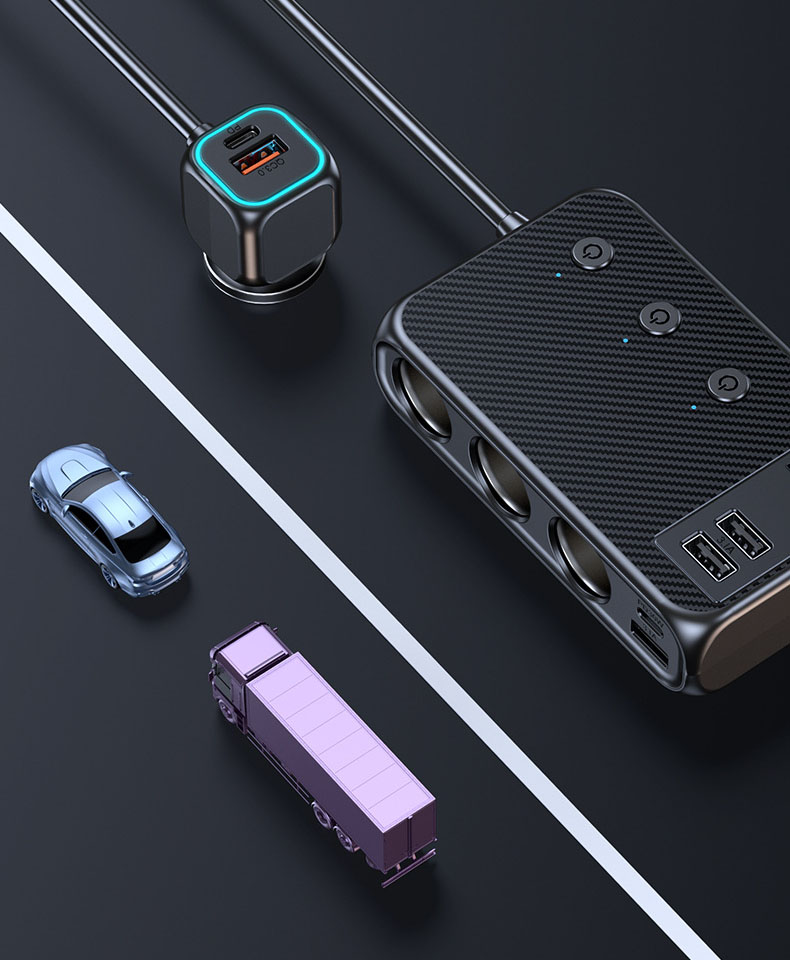 Bộ chia tẩu ô tô ra 3 cổng tẩu 2 cổng pd và 4 cổng usb 171w