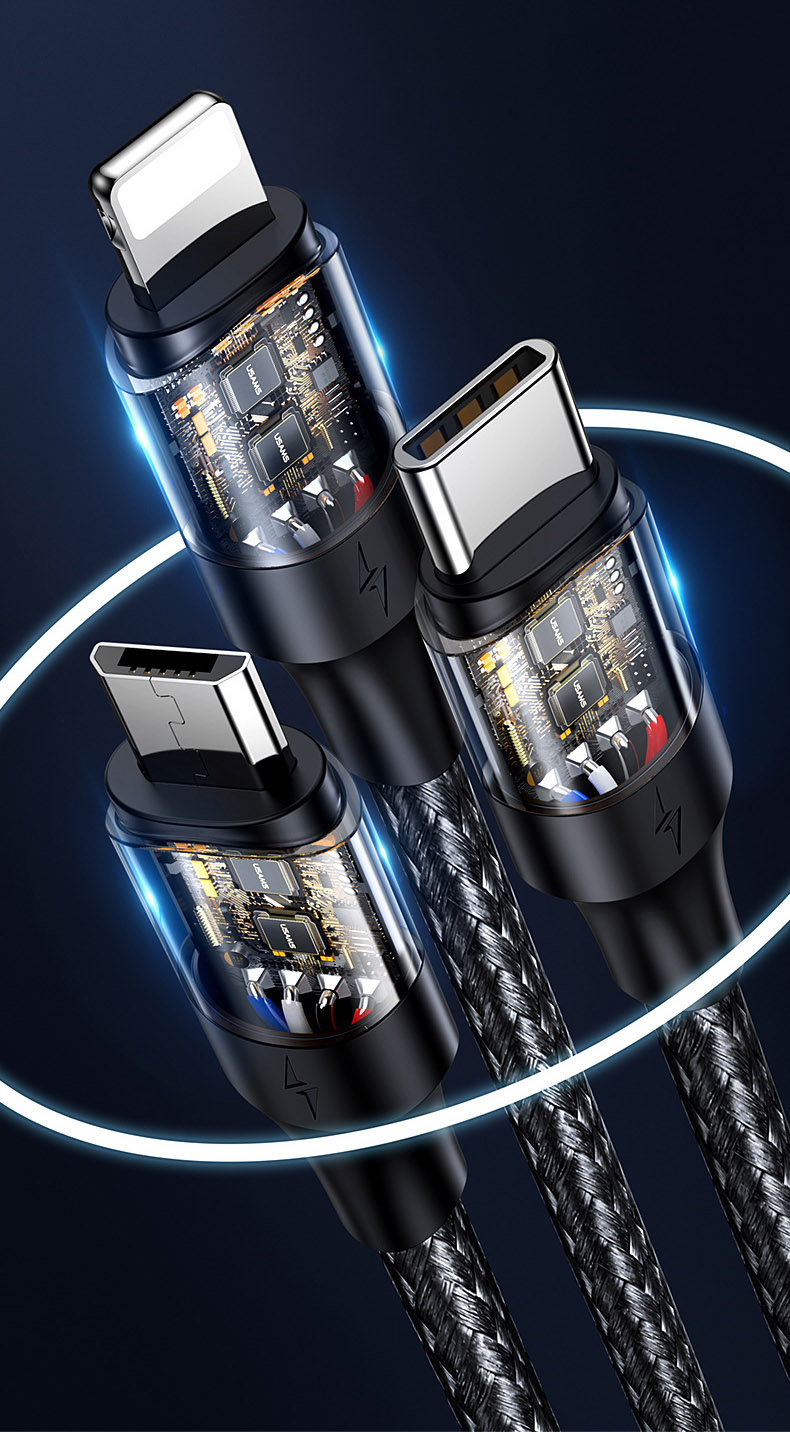 Cáp sạc nhanh cao cấp 2 ra 3 cho điện thoại Iphone, samsung, android (mẫu 6)