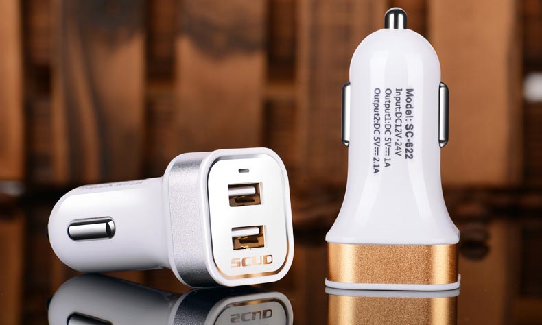 Tẩu sạc điện thoại 2 cổng usb cho ô tô xịn thương hiệu SCUD