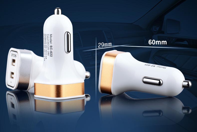 Tẩu sạc điện thoại 2 cổng usb cho ô tô xịn thương hiệu SCUD