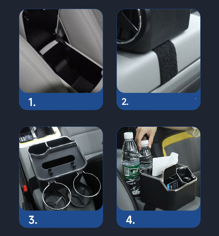 Hộp đựng đồ ô tô để khăn giấy, cốc nước, điện thoại gắn trên hộp tì tay ô tô ( mẫu 2 )